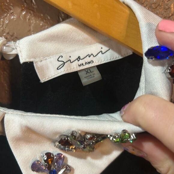 Sioni Milano Women’s XL Black Long Sleeve Work Shirt Top - Picture 6 of 7